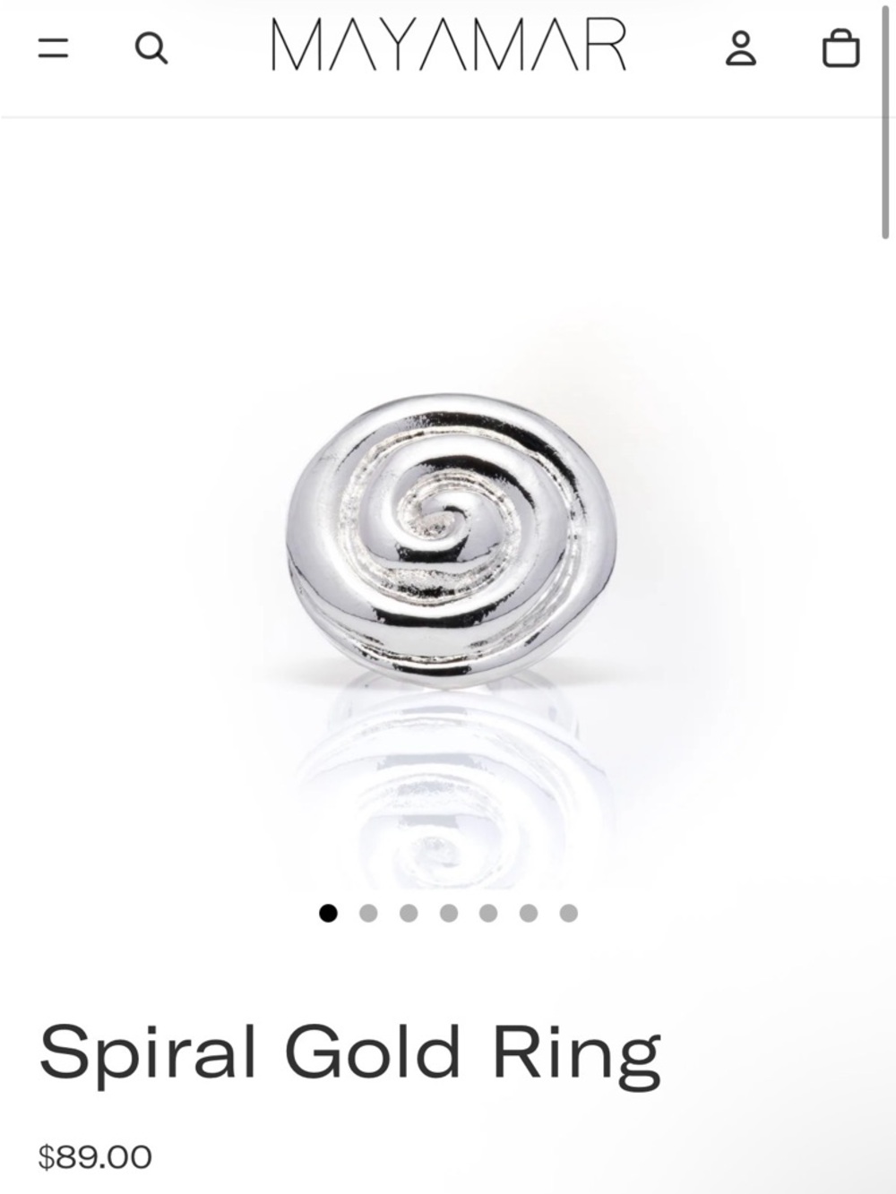 NWT Mayamar Fine Silver Spiral Statement Ring - Size 6